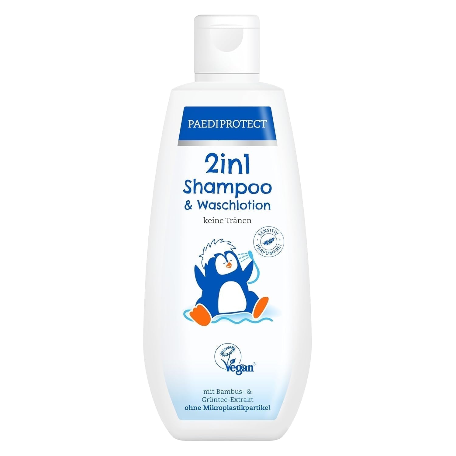 PAEDIPROTECT 2i1 shampoo og vaskelotion til babyer og børn 200 ml, skånsom rensning og hår uden parfume og mikroplastik, showergelen fugter tør og følsom hud, også til voksne Børn - Bad og hudpleje Naty Shop White 200 Ml (1 pakke)
