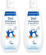 PAEDIPROTECT 2i1 shampoo og vaskelotion til babyer og børn 200 ml, skånsom rengøring og hår uden parfume og mikroplastik, showergelen fugter tør og følsom hud, også til voksne Børn - Bad og hudpleje Naty Shop White 200 Ml (pakke med 2)