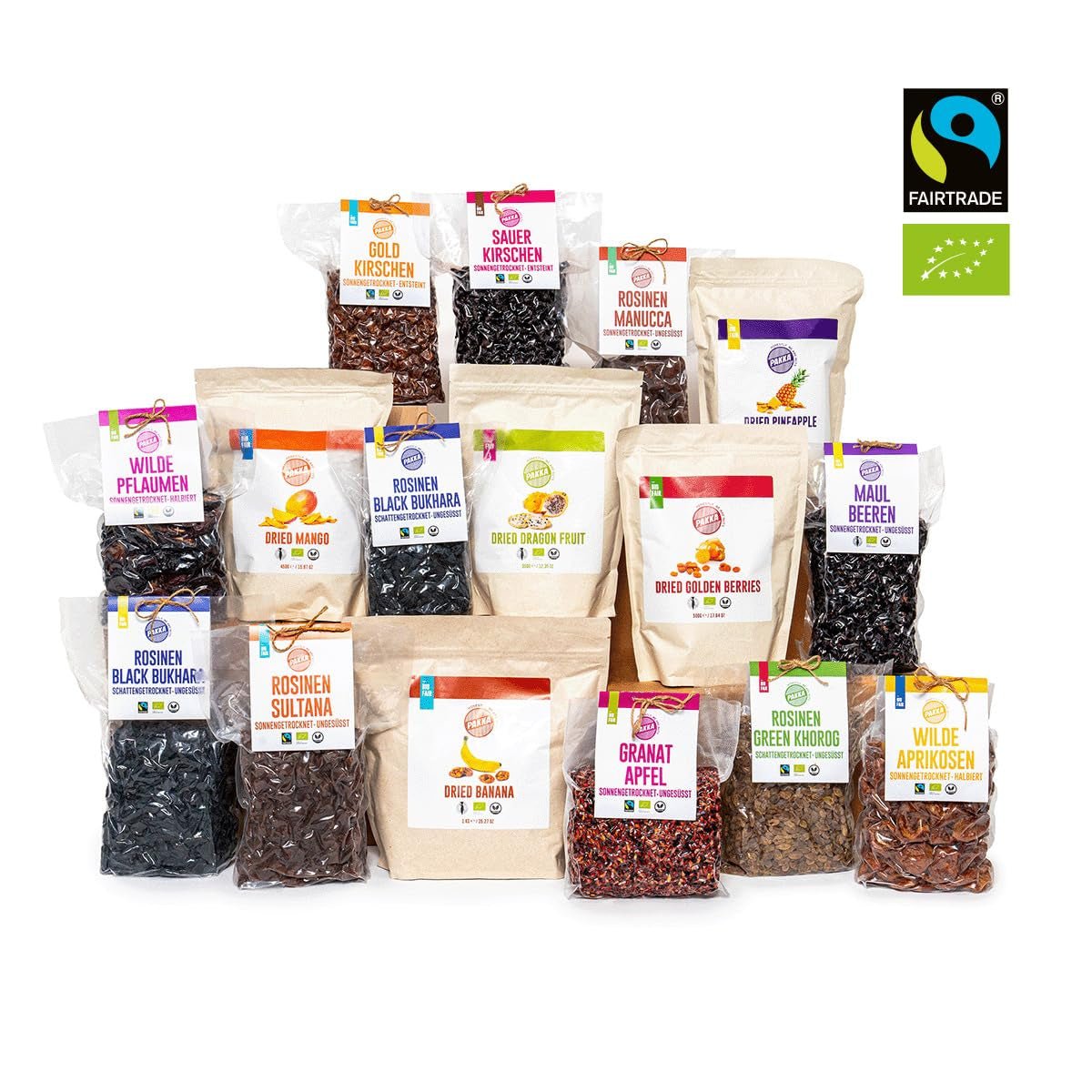 PAKKA økologisk og fair trade ananas stykker 1 kg, økologisk og fair trade tørret ananas, usødet, usulfuriseret, produceret og fyldt direkte af producenten i Colombia, vegansk 1000g Dehydrerede produkter Naty Shop
