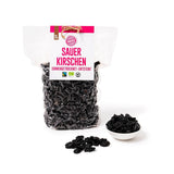 PAKKA - Soltørrede økologiske Fairtrade-kirsebær 750 g, vildhøstede økologiske kirsebær, ufrøede, usødede direkte fra små landmænd i Samarkand, Usbekistan, veganske, 750 g Naty Shop Dehydrerede produkter Variant 1: 750 G (1 pakke)