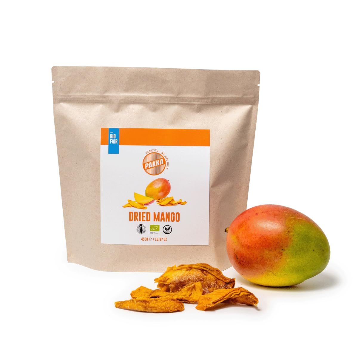 PAKKA økologiske fairtrade mangoer 1 kg, økologiske og fair tørrede mangostykker, usødet, usulfuriseret, produceret og fyldt direkte af producenten i Colombia, vegansk 1 kg (1 pakke) Naty Shop dehydrerede produkter 450 G (1 pakke)