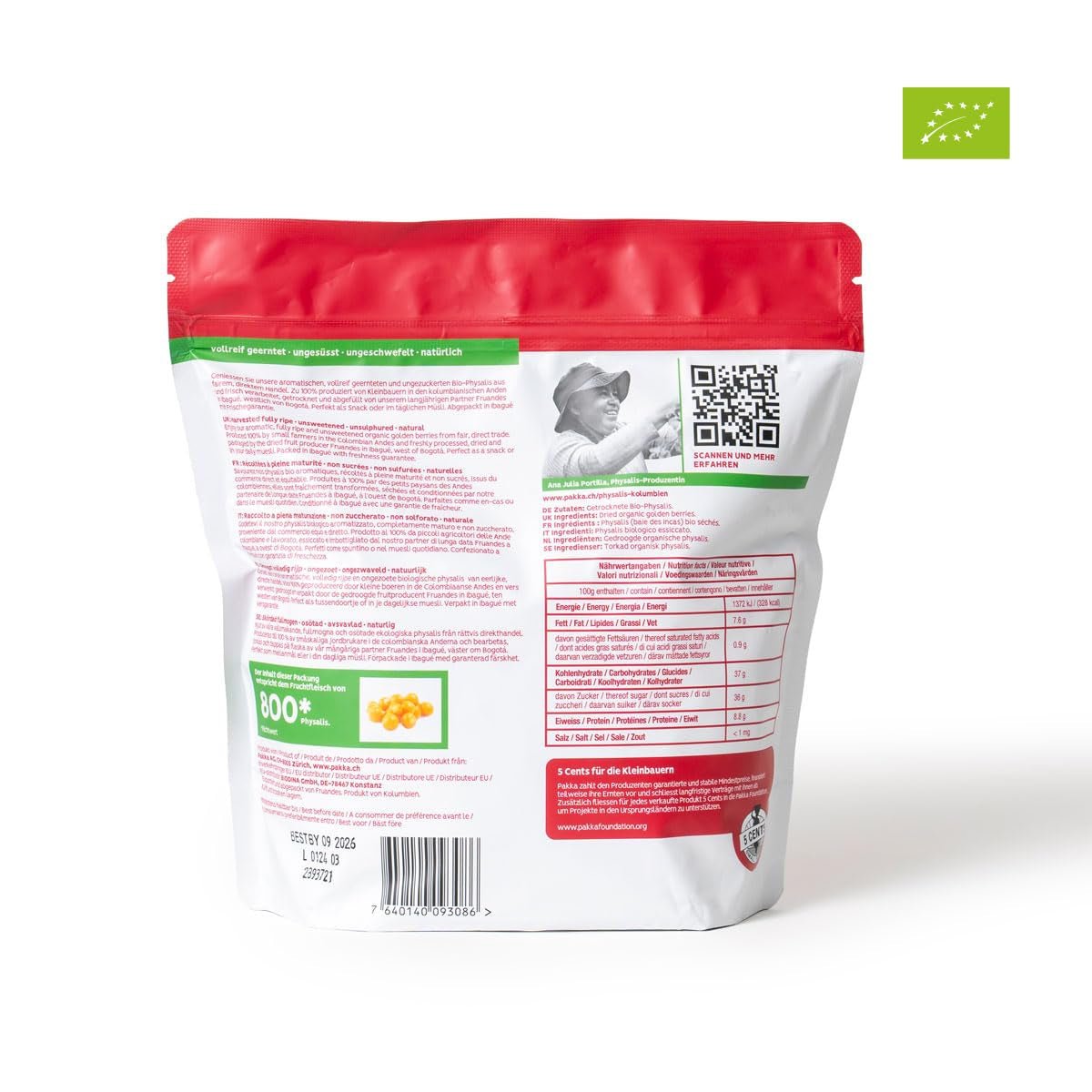 PAKKA Økologisk Fair Trade Physalis 1 kg, økologisk og fair trade havtorn tørret, usødet, usvovlet, produceret og tappet direkte af producenten i Colombia, vegansk 1000g (1 pakke) Dehydrerede produkter Naty Shop