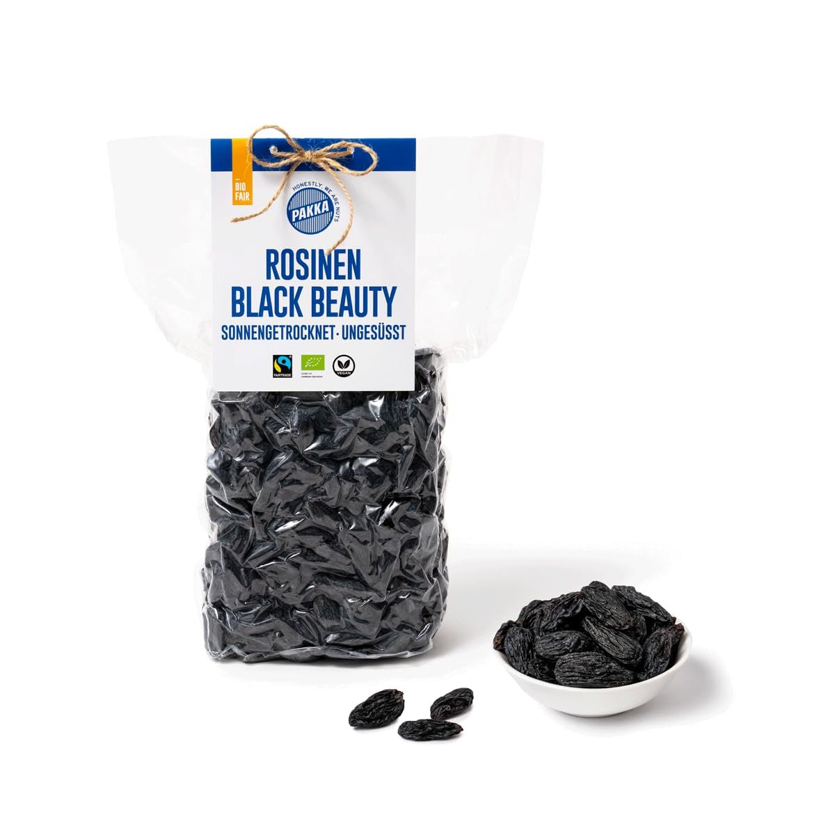 PAKKA - Organic Fairtrade Black Beauty Rosiner 600gr, økologiske, kernerfri, sorte druer, soltørrede, oliefri, derfor klistrede, usvovlede, direkte fra små landmænd i Samarkand i Usbekistan Dehydrerede produkter Naty Shop Variant 1: 600 G (pakke med 1)