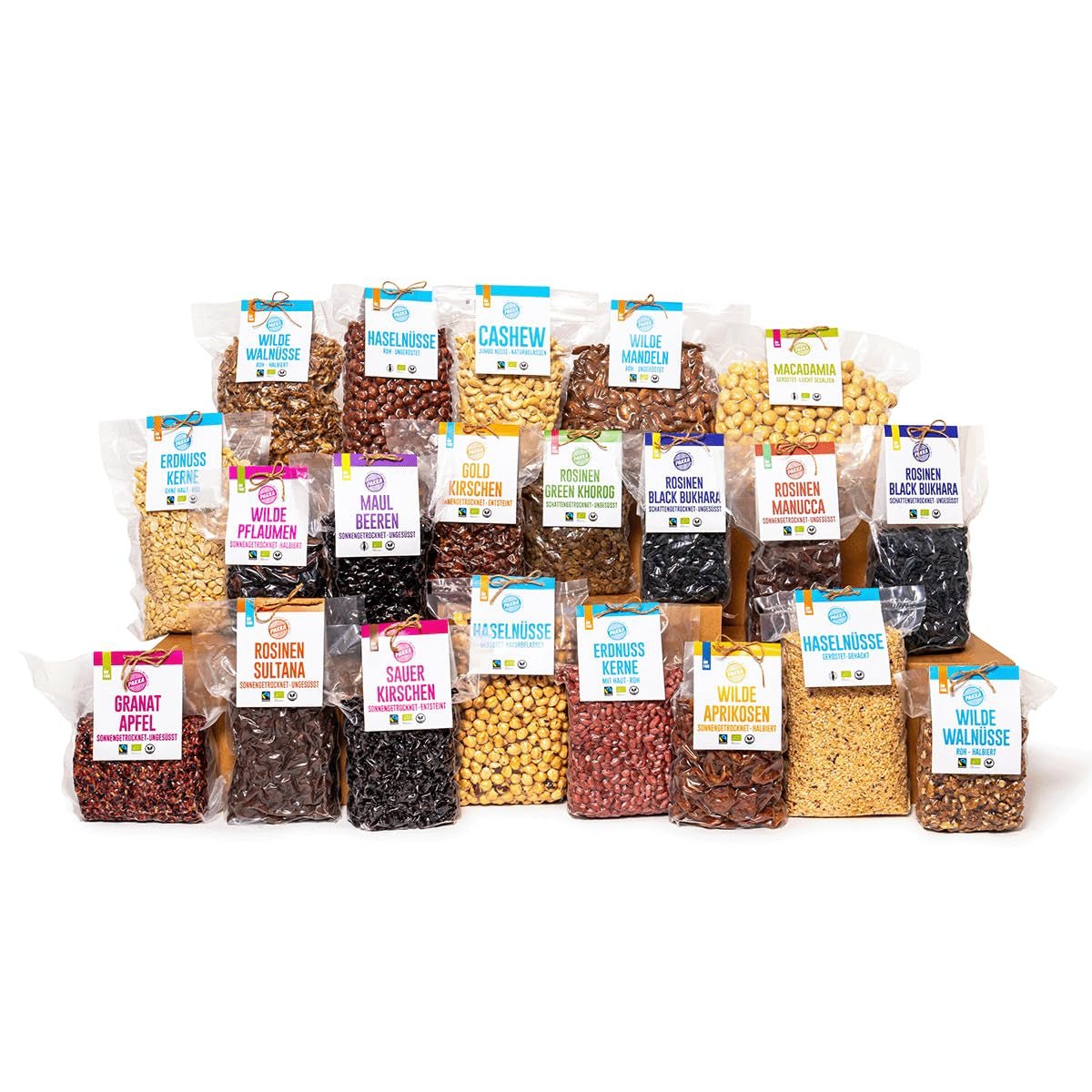 PAKKA - Økologiske Fairtrade Jumbo Manucca Rosiner 1 kg med 2 - 3 sprøde frø, soltørrede manucca druer, oliefri, så klistrede, usvovlede, fra små landmænd i Samarkand Usbekistan 1000g Dehydrerede produkter Naty Shop