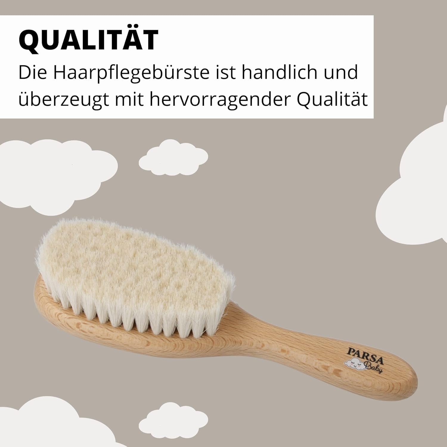 PARSA Beauty babyhårbørste med gedehår - babyhårbørste lavet af FSC® certificeret bøgetræ - børste til pleje af fint babyhår - babybørste Børn - Bad og hudpleje Naty Shop