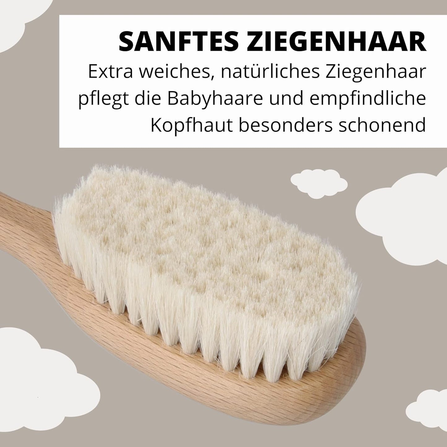 PARSA Beauty babyhårbørste med gedehår - babyhårbørste lavet af FSC® certificeret bøgetræ - børste til pleje af fint babyhår - babybørste Børn - Bad og hudpleje Naty Shop