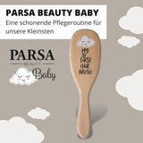 PARSA Beauty babyhårbørste med gedehår - babyhårbørste lavet af FSC® certificeret bøgetræ - børste til pleje af fint babyhår - babybørste Børn - Bad og hudpleje Naty Shop