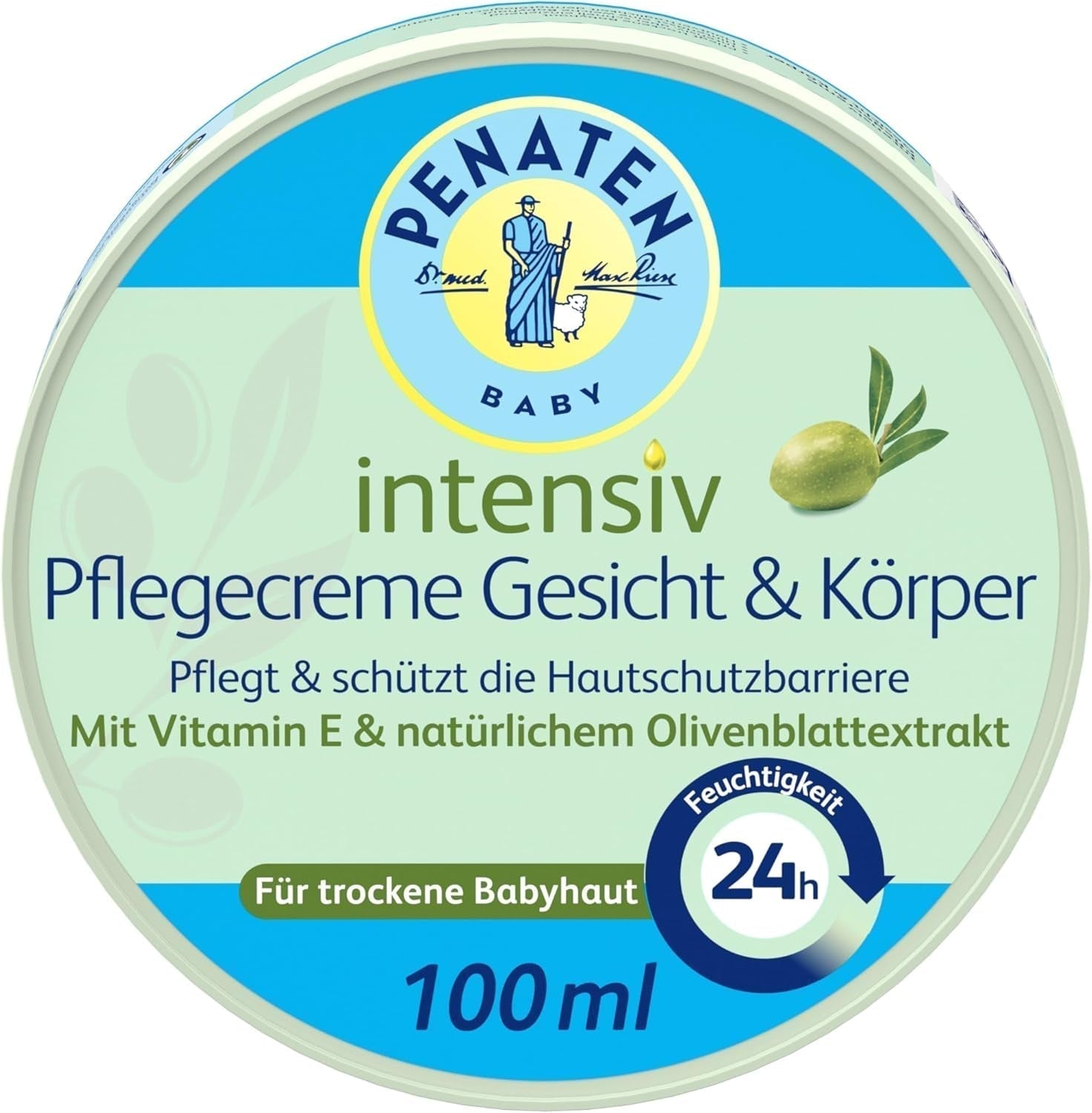 PENATEN intensivplejecreme til ansigt og krop (100 ml), hurtigabsorberende ansigts- og kropscreme til børn, fugter i 24 timer, med vitamin E og naturlig olivenbladekstrakt Børn - Bad og hudpleje Naty Shop Standard titel