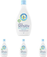 PENATEN Ultra Sensitive Bath & Shampoo (400 ml), bad og shampoo til babyer specielt skånsom til den meget følsomme hud hos babyer, der er udsat for neurodermatitis, shower gel og hårshampoo uden parfume og farvestoffer Børn - Bath and Skincare Naty Shop 400 Ml (pakke med 4) Vaskegelé