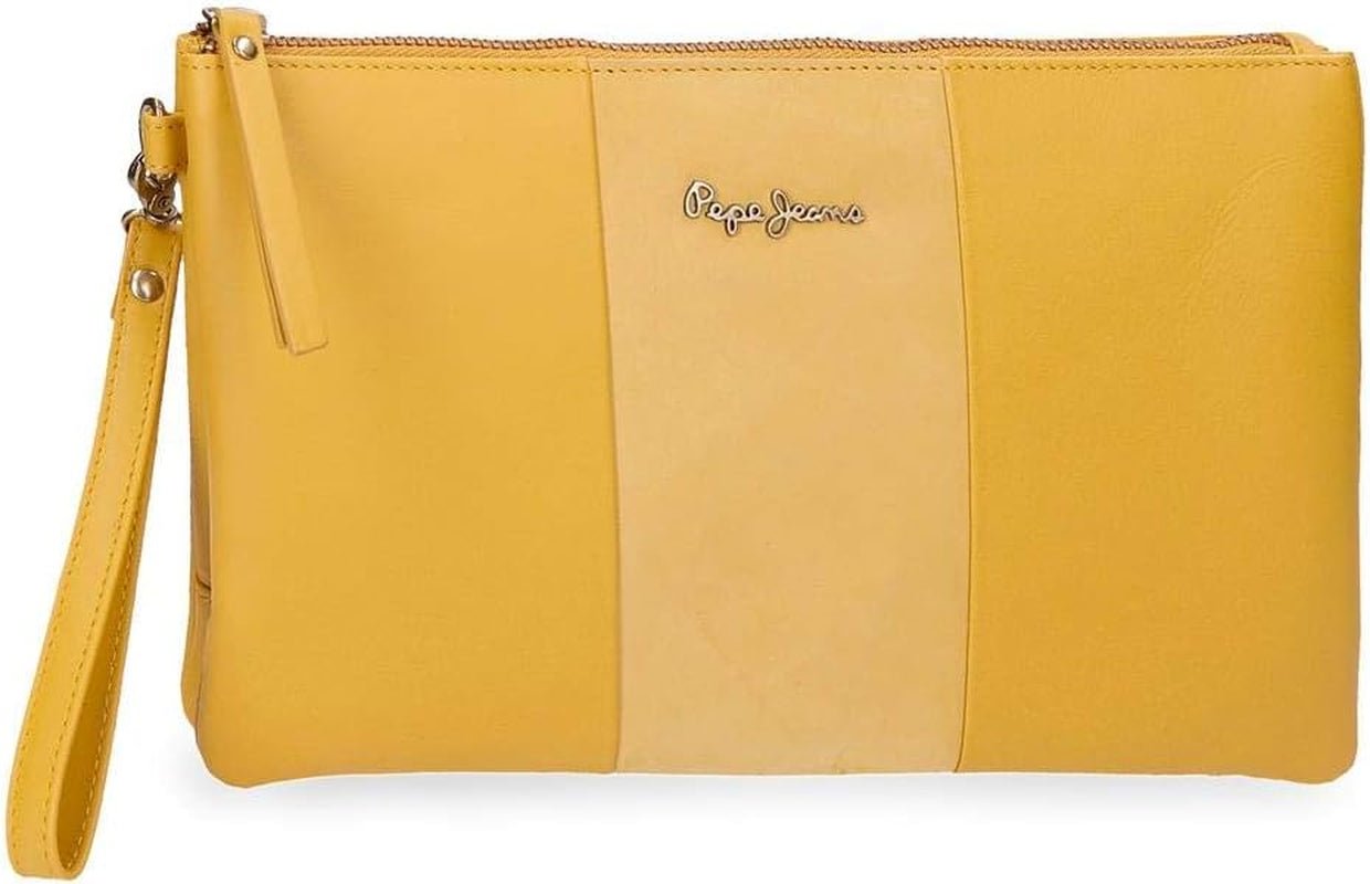 Pepe Jeans Dobbelt tegnebog Gul taske 27x17x2 cms læderpung Dame Naty Shop Gul håndtaske
