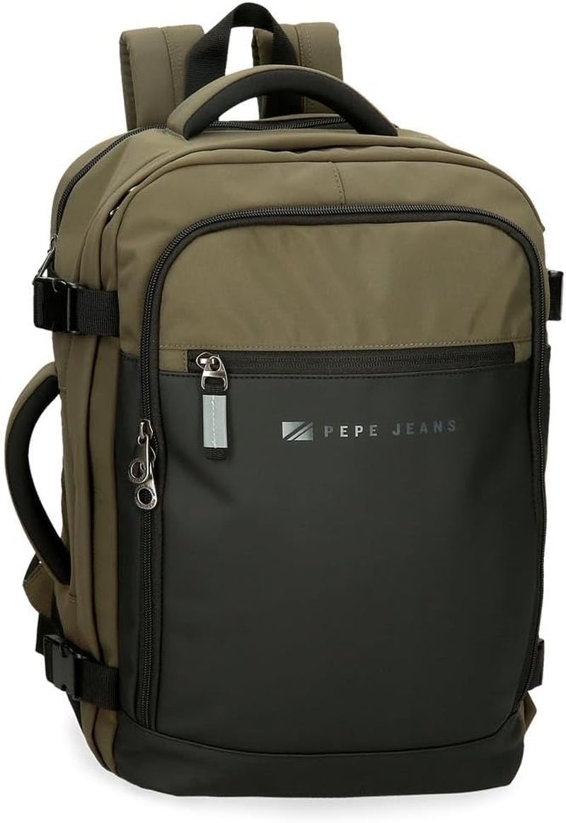 Pepe Jeans Jarvis lille grøn skuldertaske 15x19,5x6 cm polyester med imiteret læderdetaljer Bagage og rejseudstyr Naty Shop Mørkegrøn Cabin rygsæk