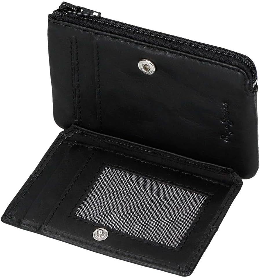 Pepe Jeans Joumma Tasker Dobbeltpung, Sort, 11 x 7 x 1,5 cm, Læder, Sort, One size, Pung Herrepung Naty Shop