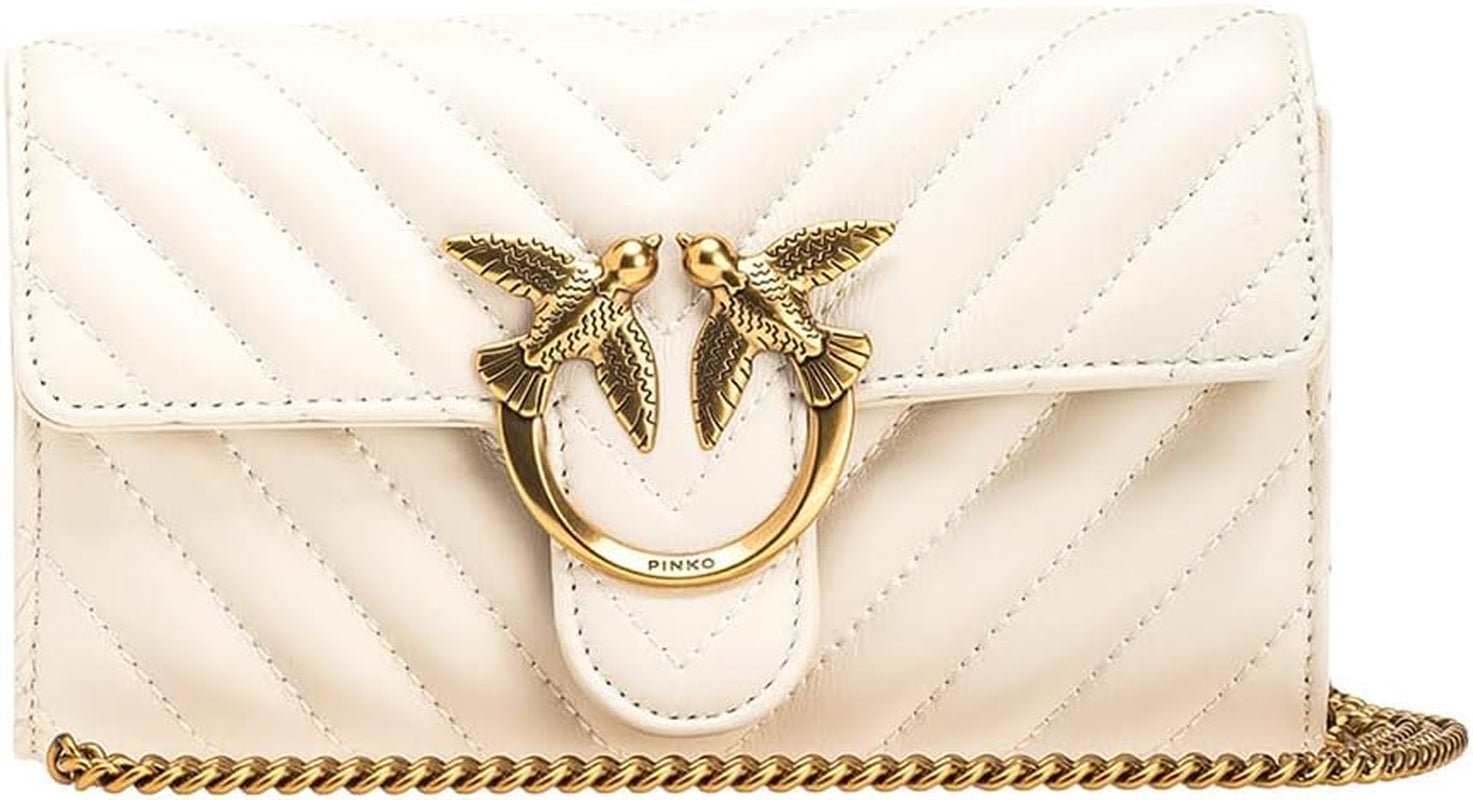 Pinko Dame Får Nappa Love ONE tegnebog C SCHAFNAPPA damepung Naty Shop Z14Q_Bianco Seta-Antik Guld One size fits all