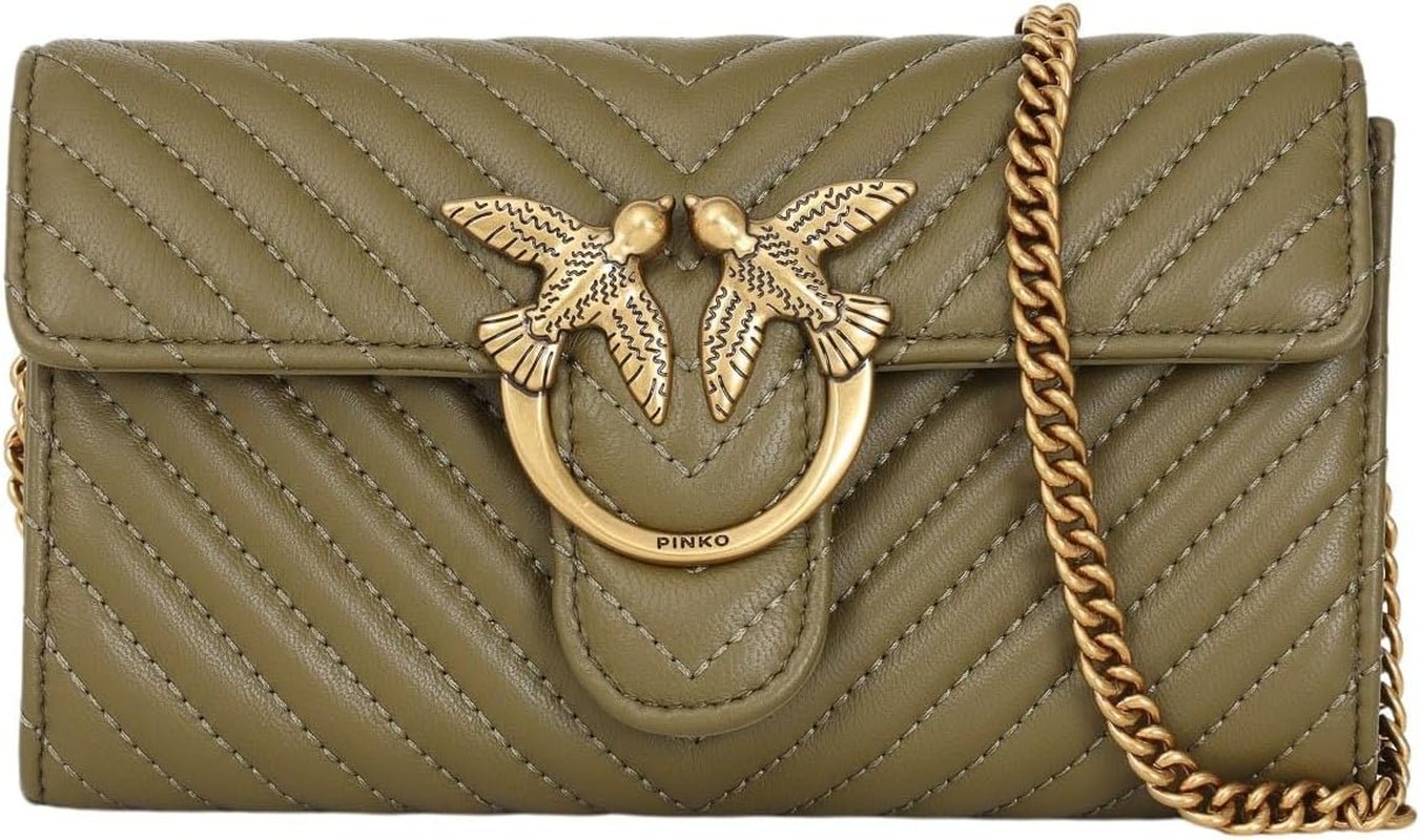 Pinko Dame Får Nappa Love ONE Pung C SCHAFNAPPA Damepung Naty Shop V62Q_Verde Abete-Antik Guld One size fits all