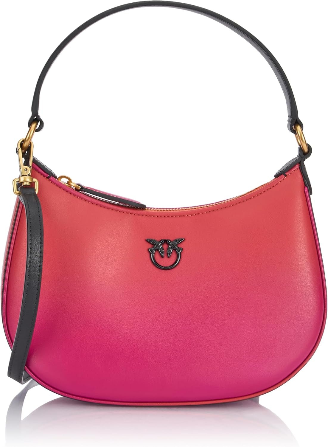 Pinko Half Moon mini lædertaske med gradient farve, ya4l_Mult.fuchsia, orange-sort Dametasker Naty Shop Standardtitel