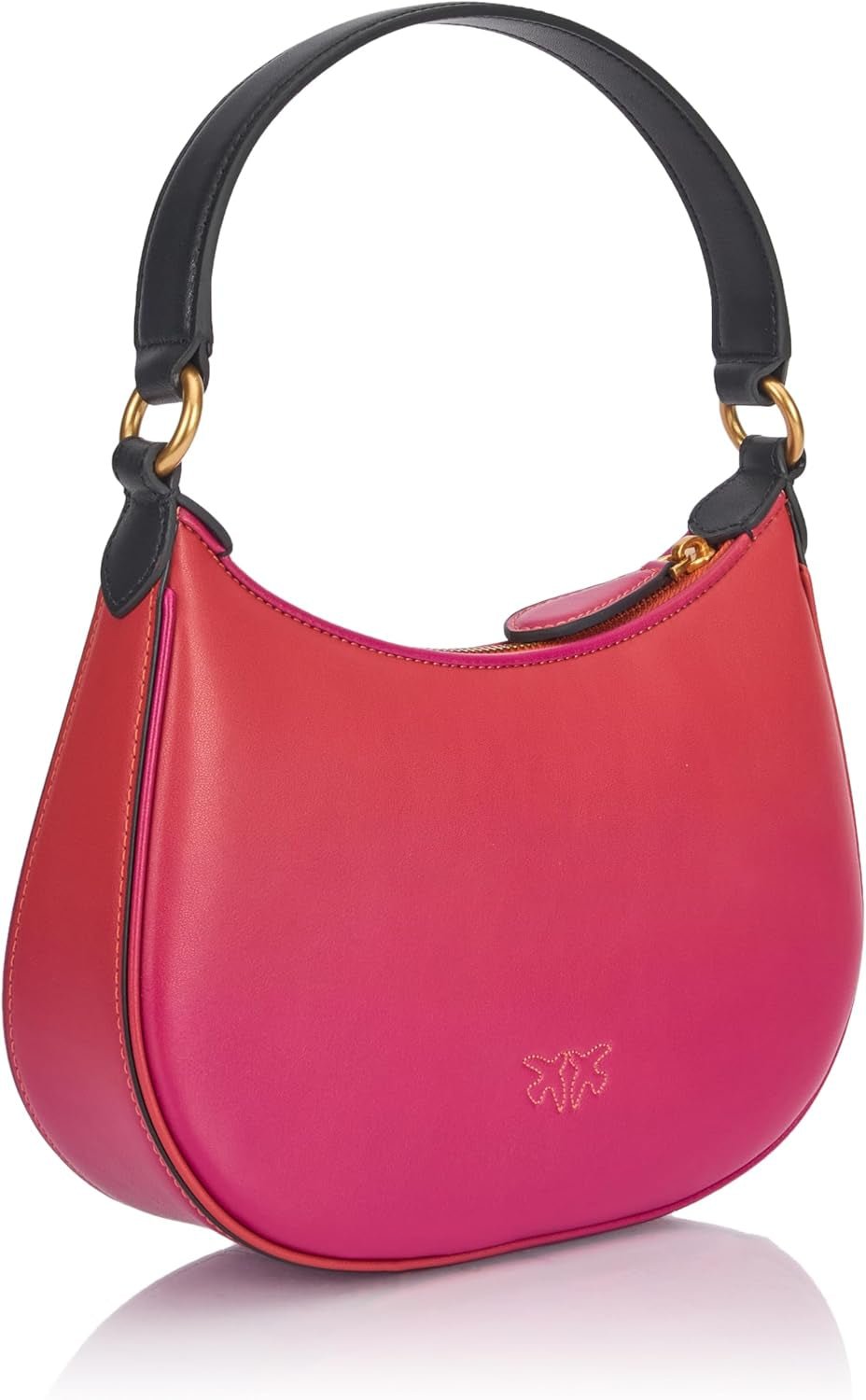 Pinko Half Moon mini lædertaske med gradient farve, ya4l_Mult.fuchsia, orange-sort Dametasker Naty Shop
