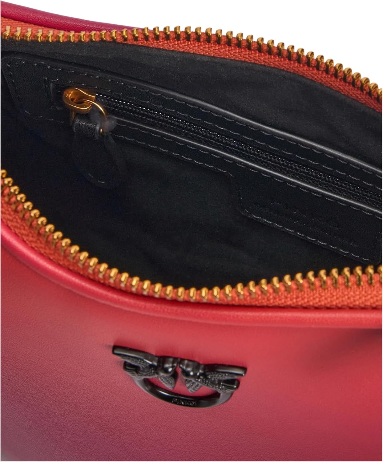 Pinko Half Moon mini lædertaske med gradient farve, ya4l_Mult.fuchsia, orange-sort Dametasker Naty Shop