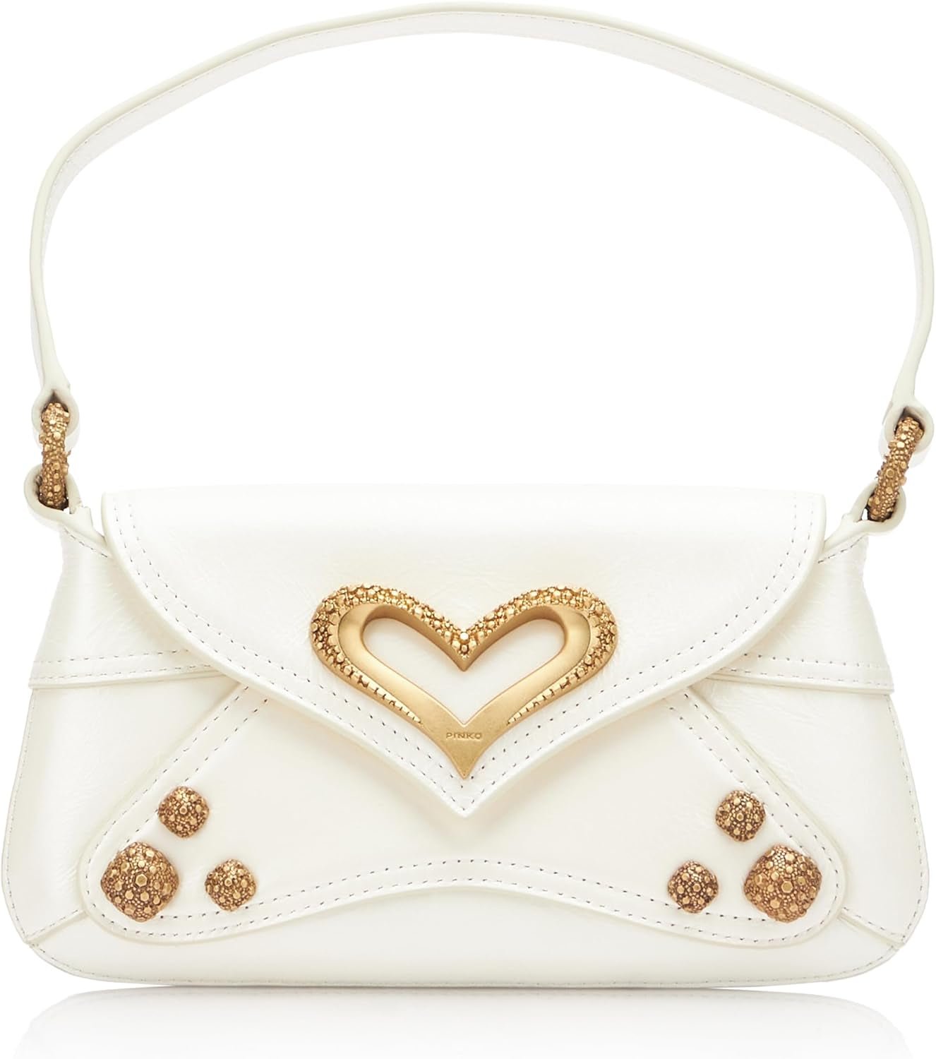 Pinko Ladies 520 Skulder Baby Naplack Vintage Taske Dame Tasker Naty Shop Z14M_Hvid Silke-Guld Chokolade