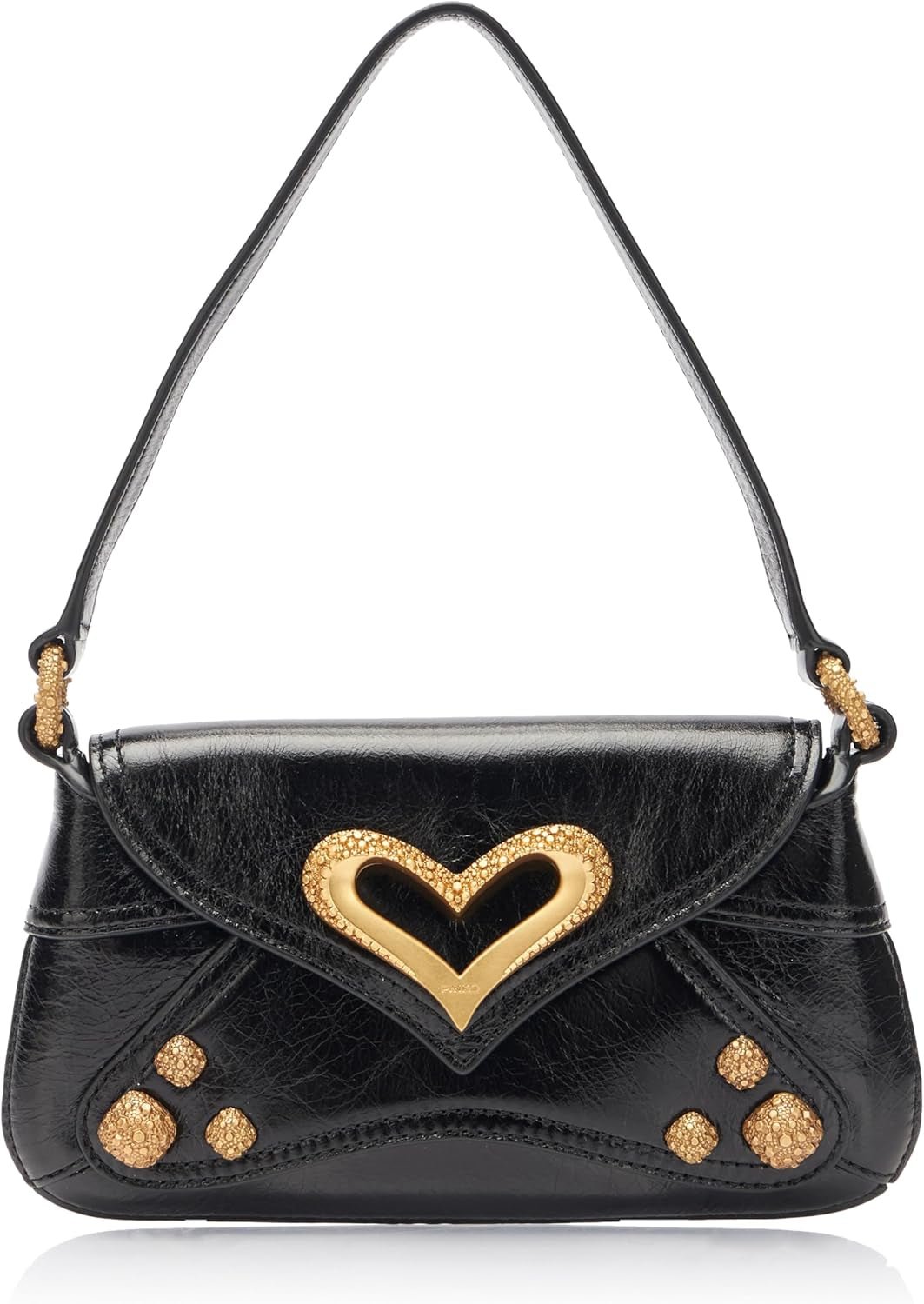 Pinko Ladies 520 Skulder Baby Naplack Vintage Taske Dame Tasker Naty Shop Z99M_Sort Limousine-Chocolate Guld