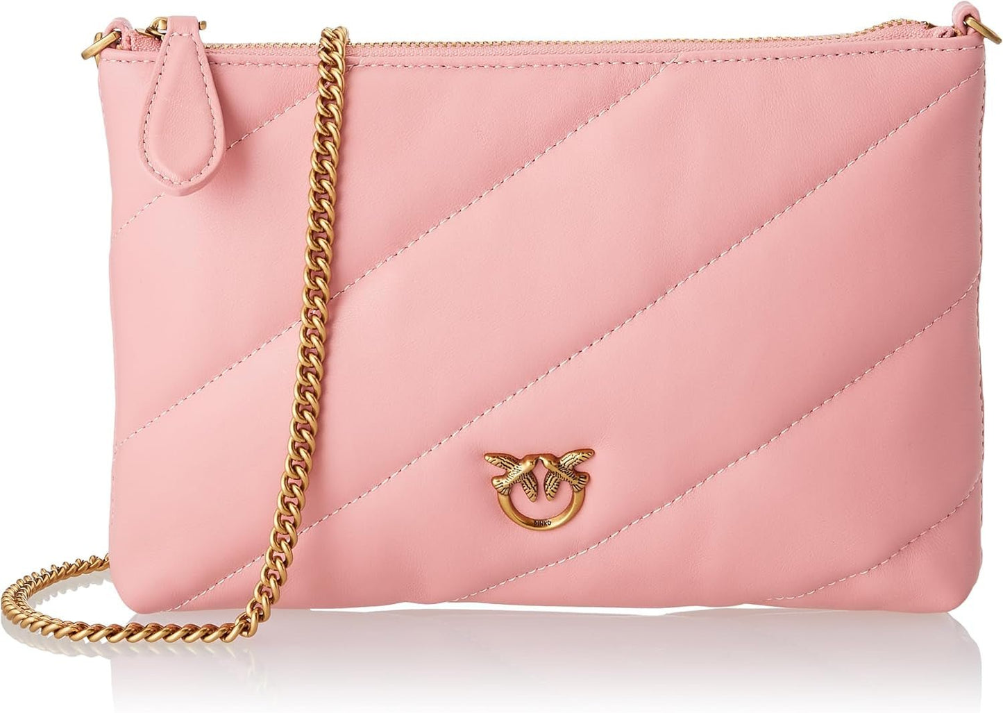 Pinko Dame Flad Pouch Får Nappa FLACHTASCHE SCHAFNAPPA Dametasker Naty Shop P66Q_Rosa Rossore-Antik Guld