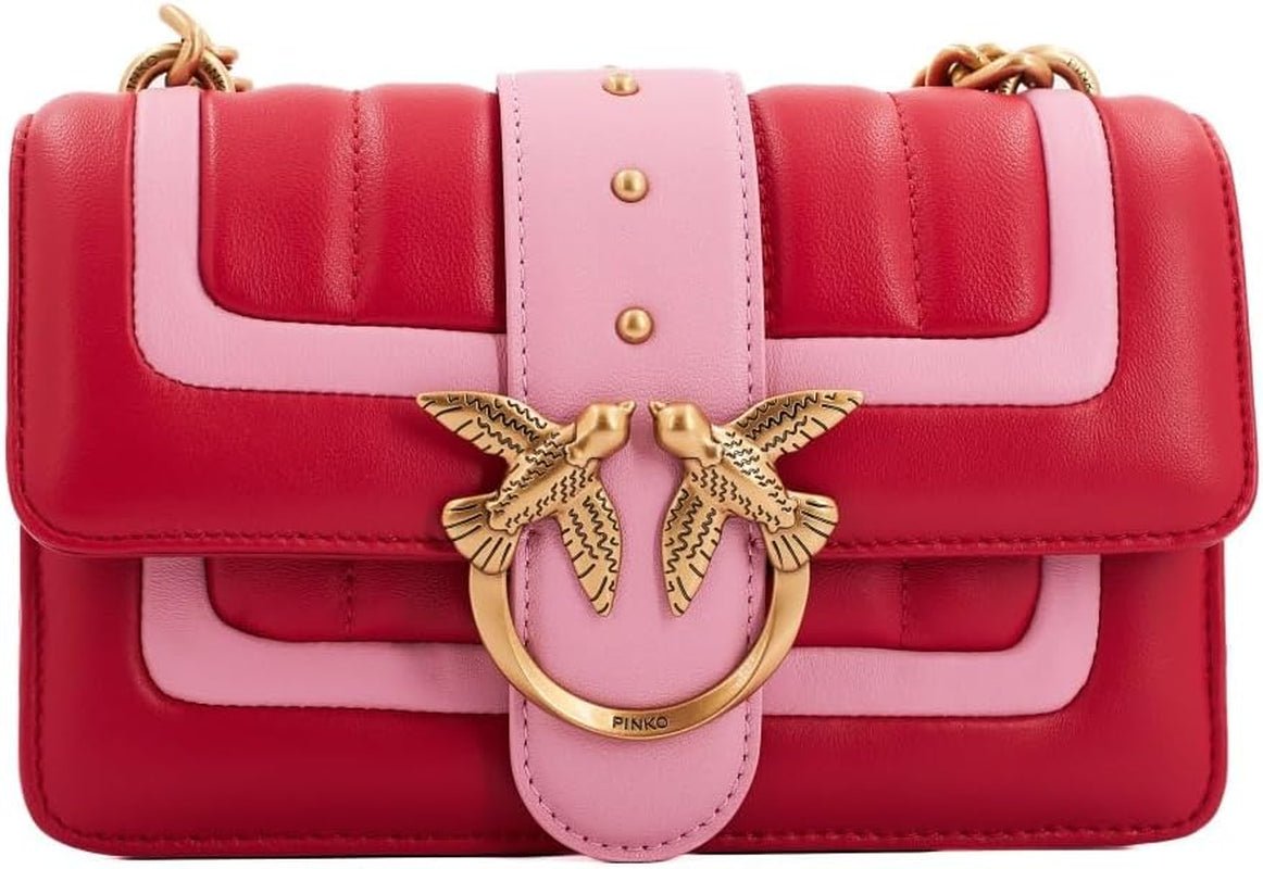 Pinko Ladies Love One Mini Cl Single Side Sheep Nappa Line Quilt Bag Dame Tasker Naty Shop Rn4Q_red/pink- antik guld