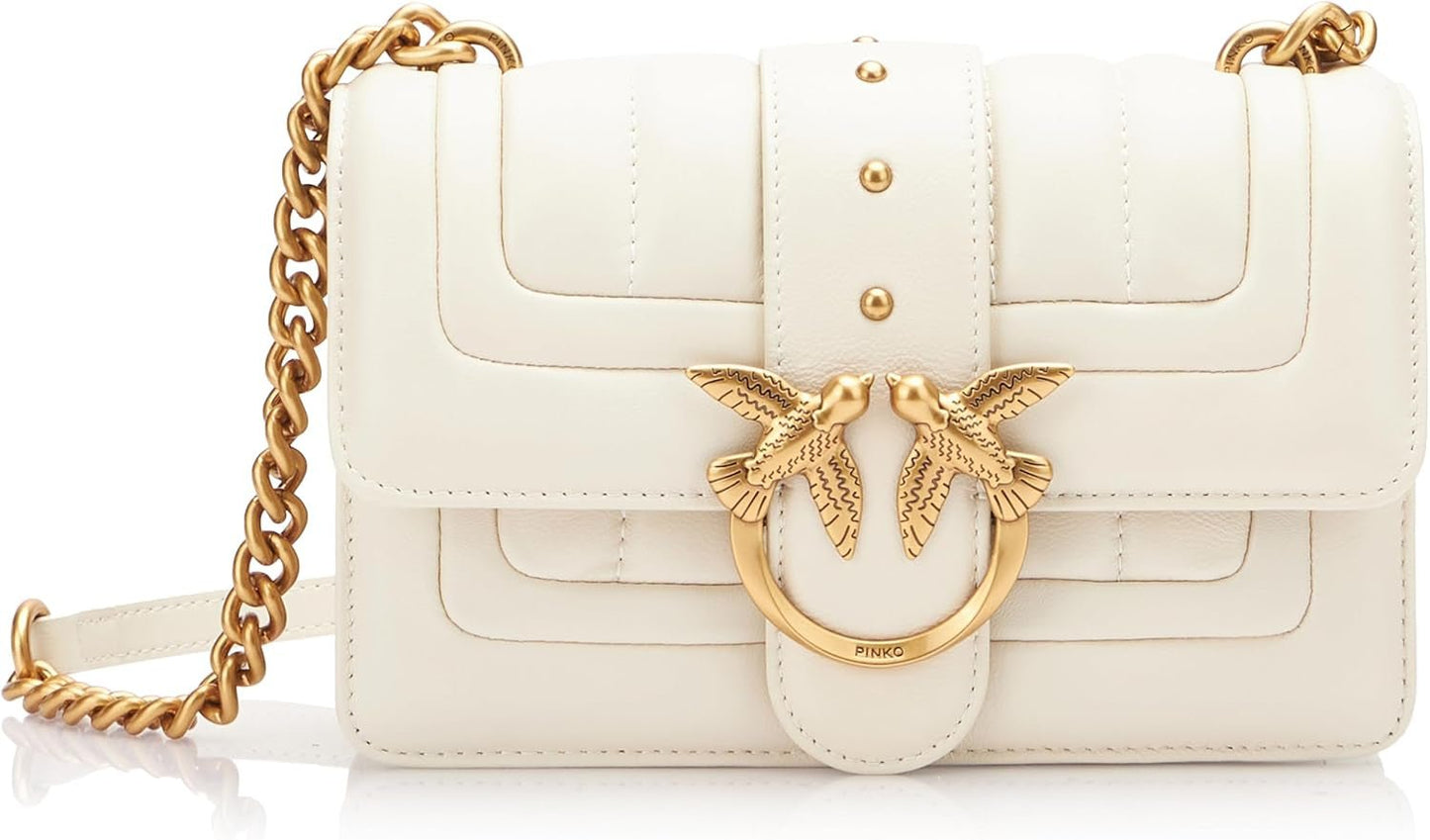Pinko Ladies Love One Mini Cl Single Side Sheep Nappa Line Quilt Bag Dame Tasker Naty Shop Z14Q_Silke antik guld