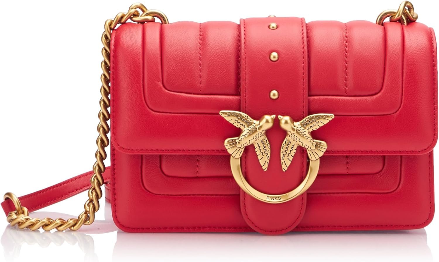 Pinko Ladies Love One Mini Cl Single Side Sheep Nappa Line Quilt Bag Dame Tasker Naty Shop R30Q_Rød antik guld