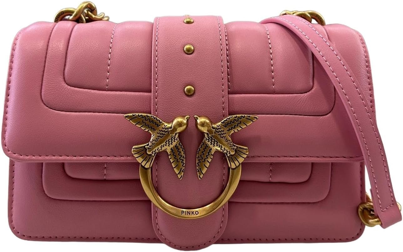 Pinko Ladies Love One Mini Cl Single Side Sheep Nappa Line Quilt taske Dametasker Naty Shop P31Q_Marine antik guld