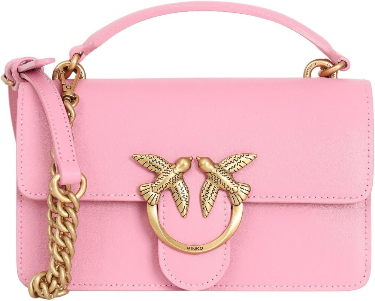 Pinko Ladies Love One Mini Letvægts Silke Taske Dame Tasker Naty Shop P31Q_Pink-Marino-Antik Guld