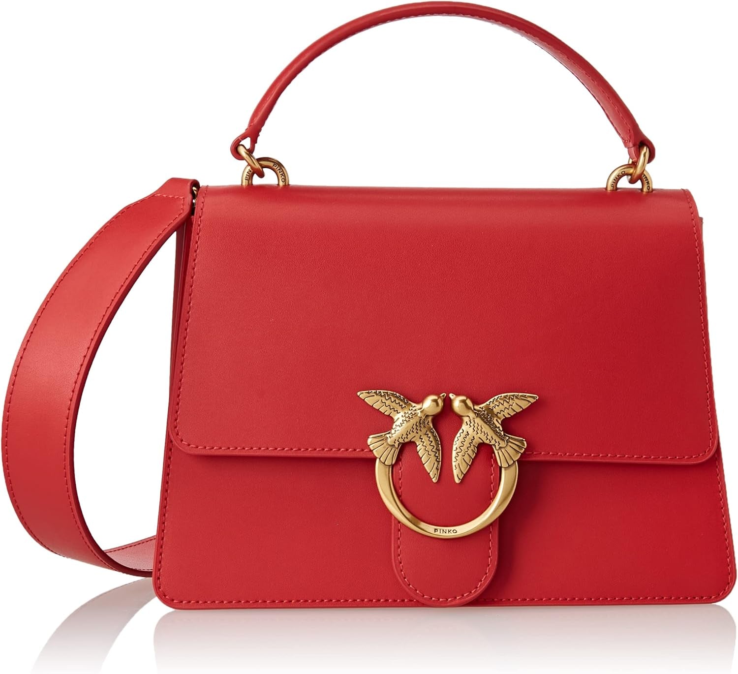 Pinko Ladies Love One Top Håndtag Klassisk Li Bag Dametasker Naty Shop R41Q_Red Granat - Antik Guld