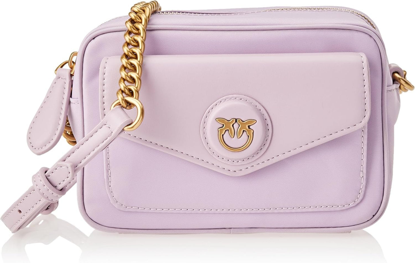 Pinko Nyllo Gate Camera CASE Genanvendt NYLO Dametasker Naty Shop Y48Q_Tulip violet- antik guld