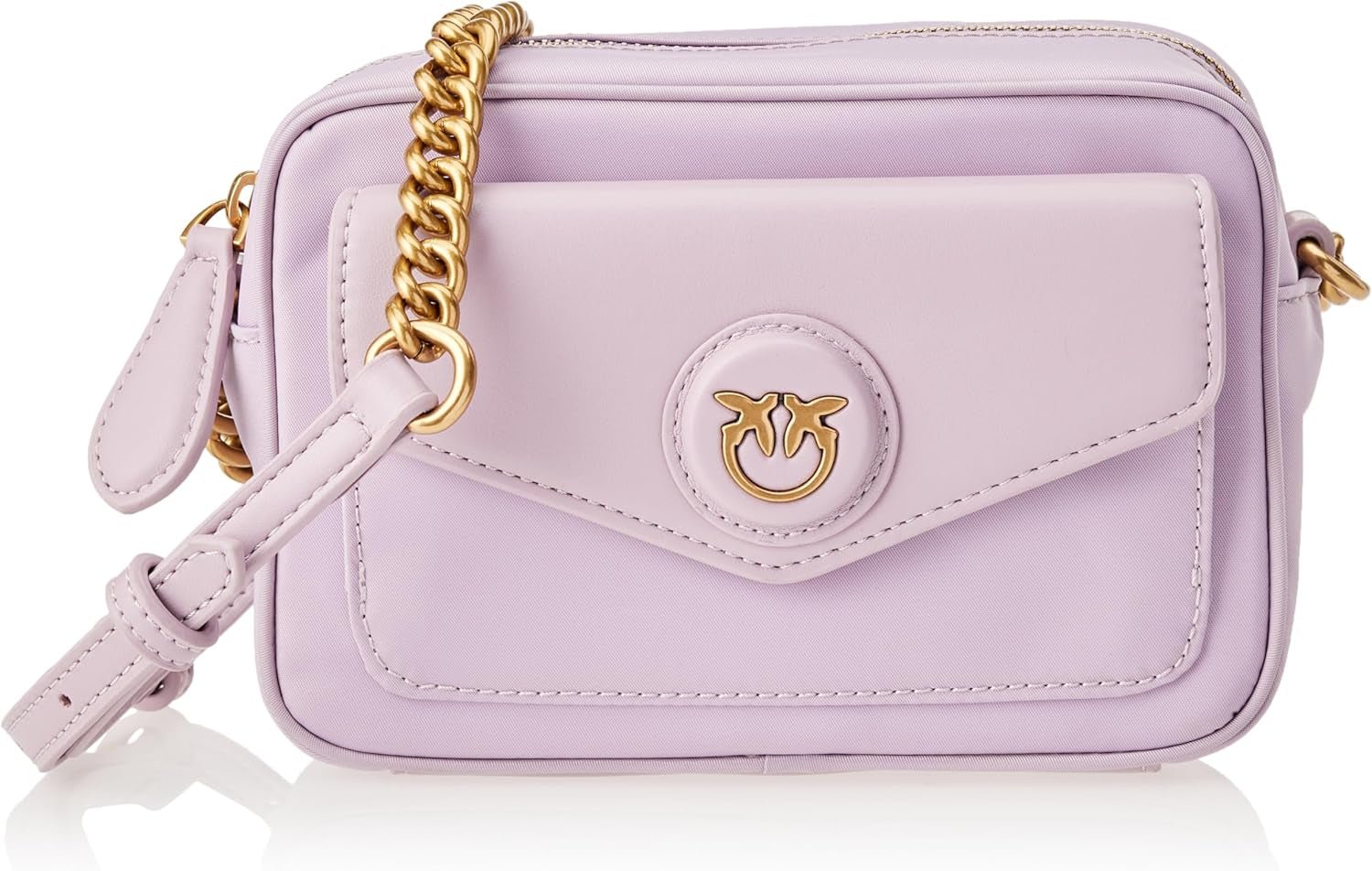Pinko Nyllo Gate Camera CASE Genanvendt NYLO Dametasker Naty Shop Y48Q_Tulip violet- antik guld