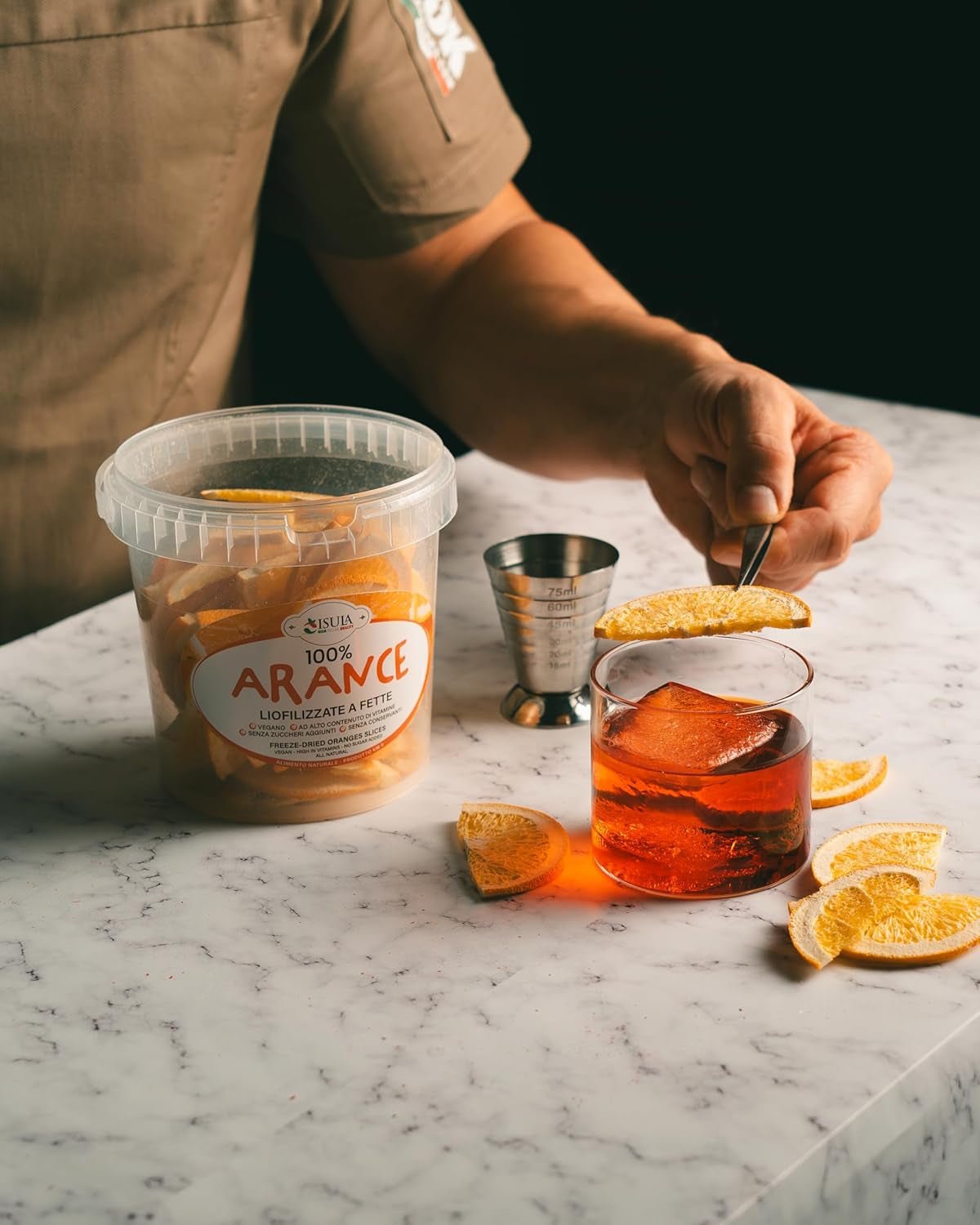 Friske frysetørrede appelsiner i halve skiver - kolde dehydrerede appelsiner til professionelle cocktails frisk frysetørret frugt tørret frugt til cocktails - 1 liters pakke ca. 70 Naty Shop dehydrerede produkter
