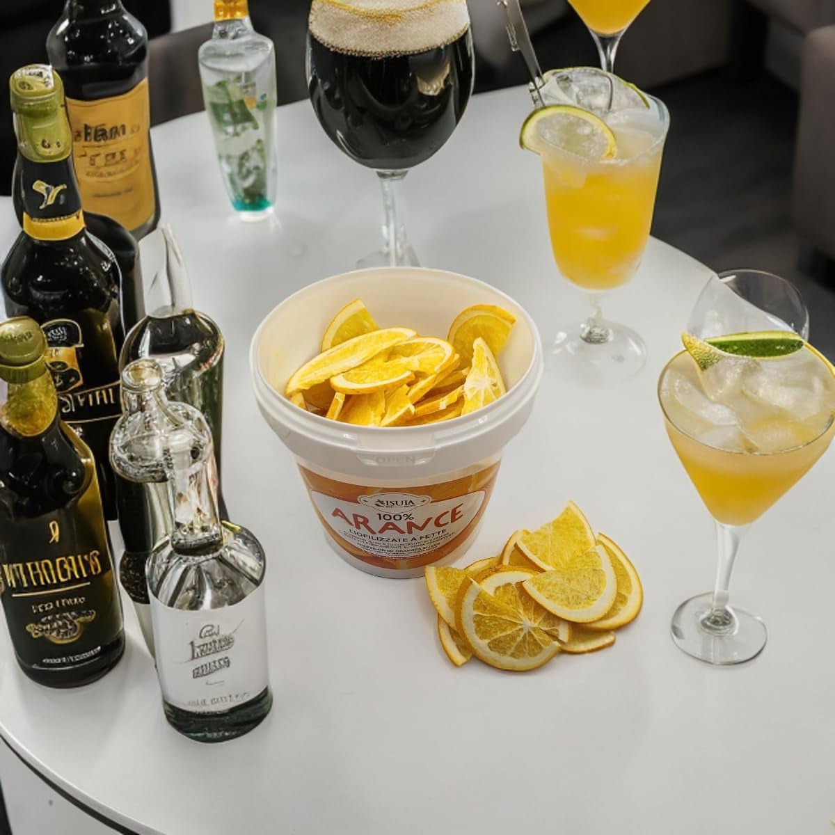 Friske frysetørrede appelsiner i halve skiver - kolde dehydrerede appelsiner til professionelle cocktails frisk frysetørret frugt tørret frugt til cocktails - 1 liters pakke ca. 70 Naty Shop dehydrerede produkter