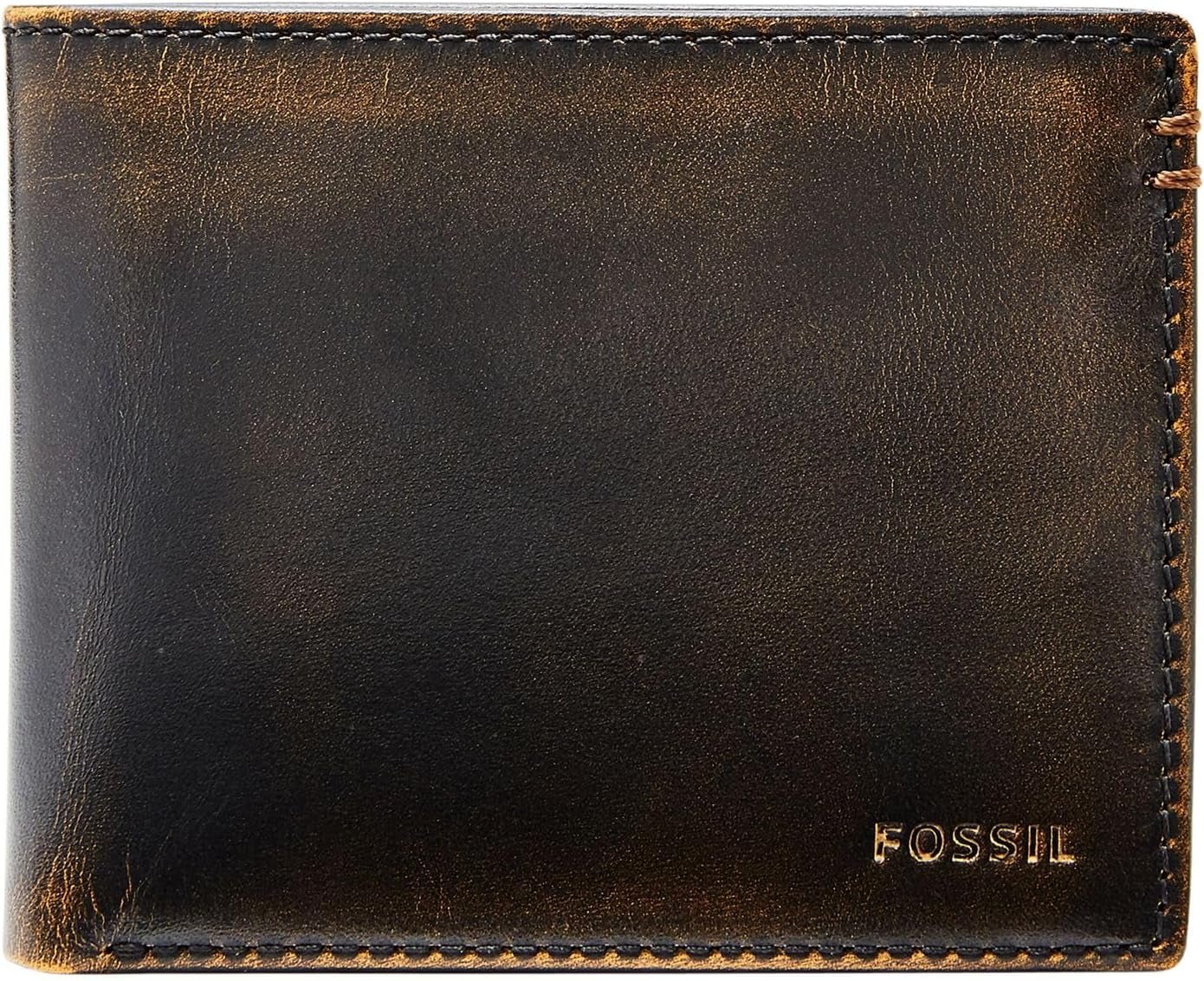 Fossil Wade Læder Bifold-pung til mænd 11,43 cm L x 1,905 cm B x 8,89 cm H Naty Shop Herrepung Sort