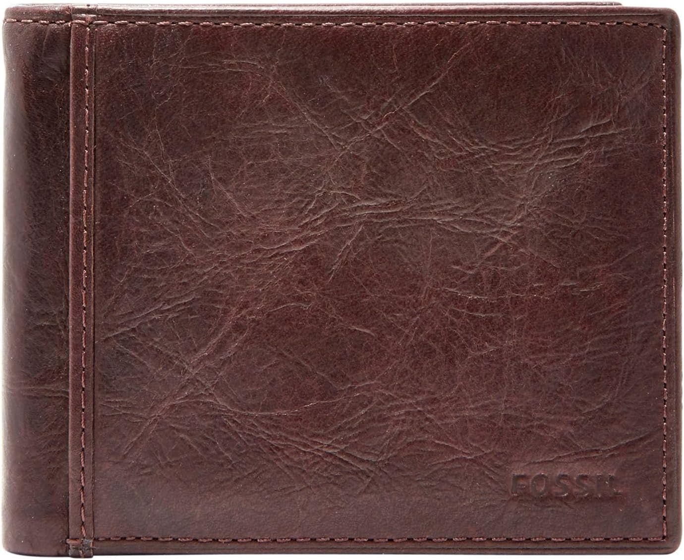 Fossil mænds Ingram læder bifold pung 11,43 cm L x 1,905 cm B x 8,89 cm H Herre pung Naty Shop Brown