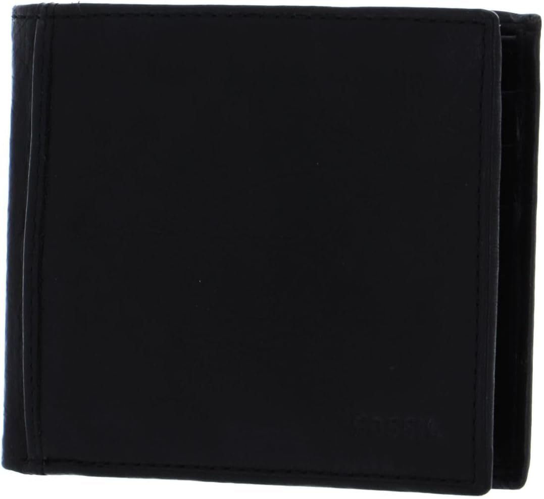 Fossil mænds Ingram læder bifold pung 11,43 cm L x 1,905 cm B x 8,89 cm H Herre pung Naty Shop Black