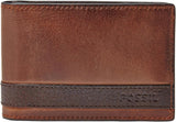 Fossil mænds Quinn læder bifold pung 10 cm L x 1,5 cm B x 7 cm H Herre pung Naty Shop Brown