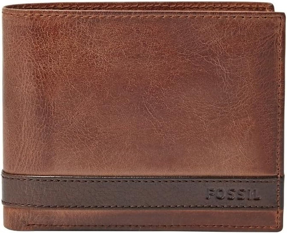 Fossil mænds Quinn læder bifold pung 11,43 cm L x 2,54 cm B x 9,525 cm H Herre pung Naty Shop Brown