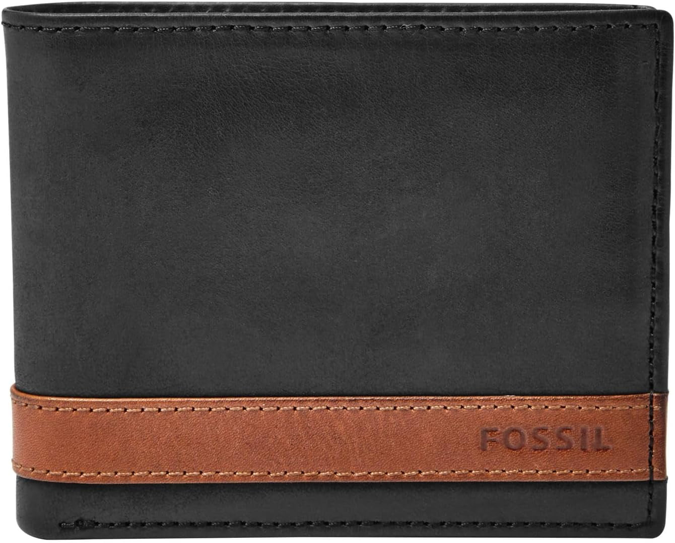 Fossil mænds Quinn læder bifold pung 11,5 cm L x 2 cm B x 9 cm H Naty Shop Herre pung Sort 11,43 cm L x 1,91 cm B x 8,89 cm H