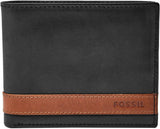Fossil mænds Quinn læder bifold pung 11,5 cm L x 2 cm B x 9 cm H Naty Shop Herre pung Sort 11,43 cm L x 1,91 cm B x 8,89 cm H