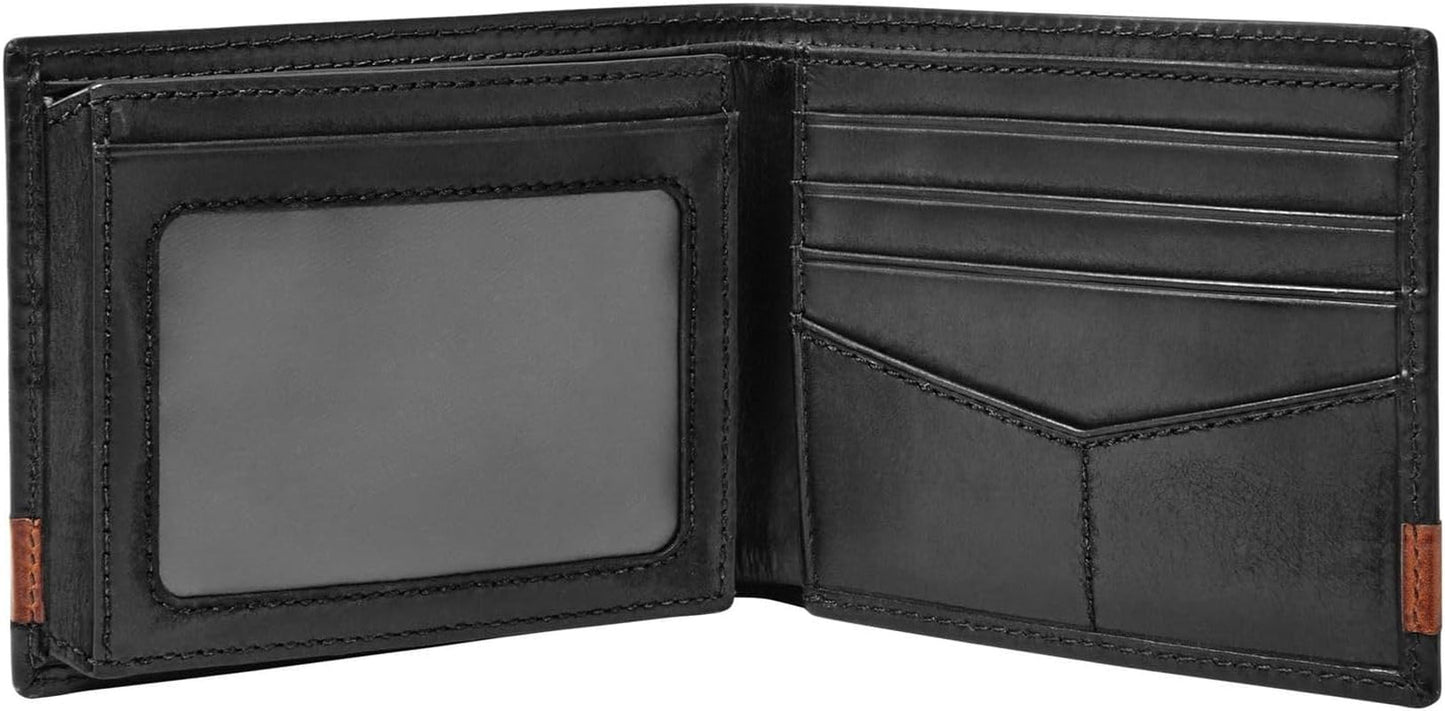 Fossil mænds Quinn læder bifold pung 11,5 cm L x 2 cm B x 9 cm H Herre pung Naty Shop
