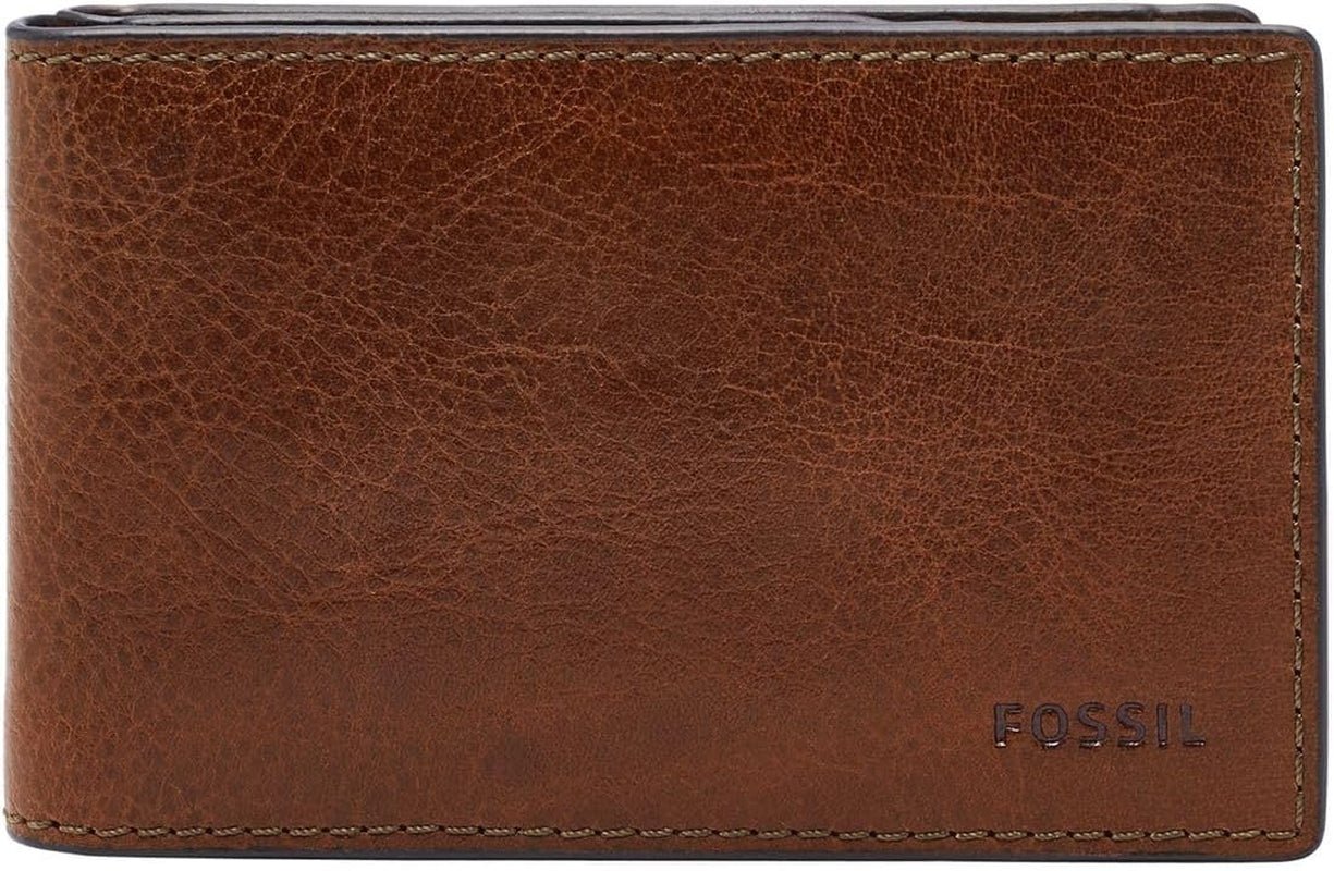 Fossil Andrew Læder Bifold-pung til mænd 11,5 cm L x 1,9 cm B x 7,7 cm H Herrepung Naty Shop Brown