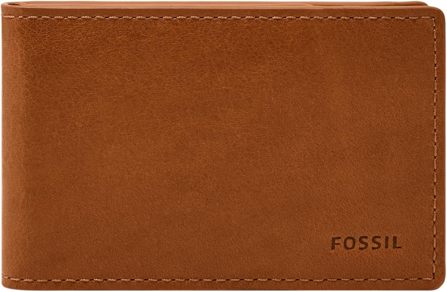 Fossil Andrew Læder Bifold pung til mænd 11,5 cm L x 1,9 cm B x 7,7 cm H Herrepung Naty Shop Saddle