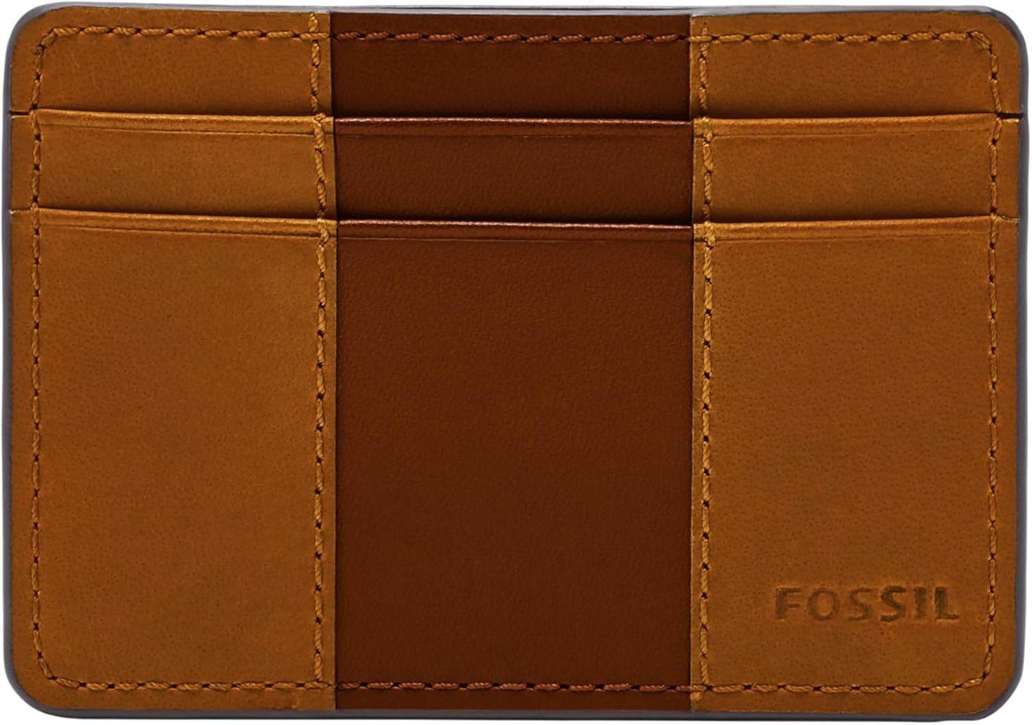 Fossil Herre Everett Pung Læder/PVC Medium Brun Kortholder 10,2 cm L x 0,6 cm B x 7,0 cm H ML4398210 Naty Shop Herre Pung Brun