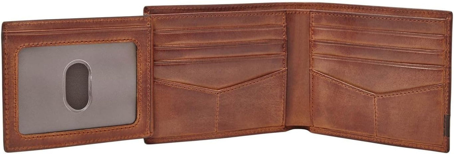 Fossil Quinn-pung til mænd - 100 % brunt bifoldet læder 11,5 cm L x 2 cm B x 9 cm H ML3644200 Herrepung Naty Shop