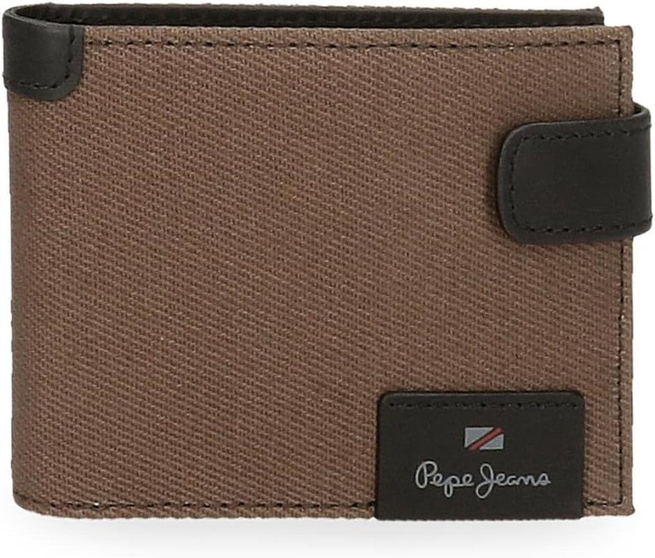 Pepe Jeans Hilltop vandret pung med klik lukning, unik herre pung Naty Shop Brown