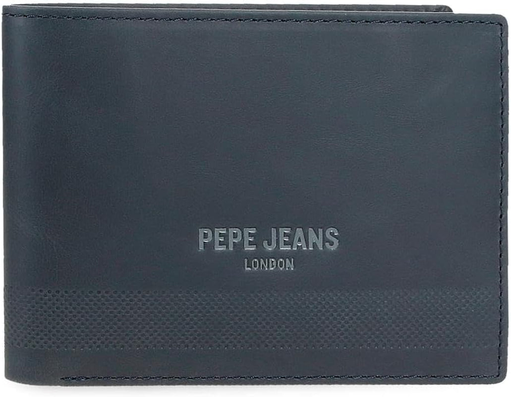 Pepe Jeans Pung til mænd Blå 11,5 x 8 x 1 cm RFID-beskyttet læderpung med møntlomme Herrepung Naty Shop Standardtitel