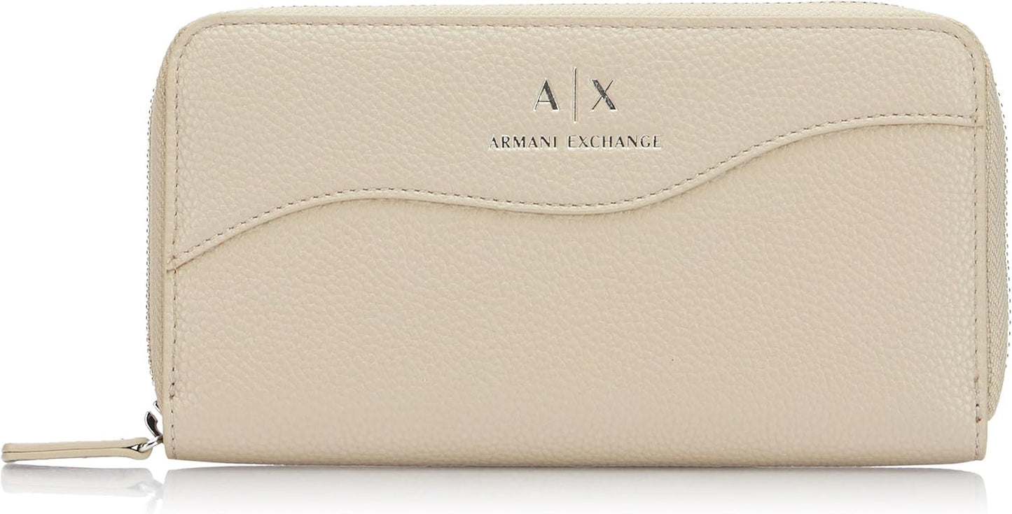 Armani Exchange Women's Essential Wave Pisco Silver Printed Logo Tri-Fold Wallet Naty Shop Women's Wallet Standardtitel