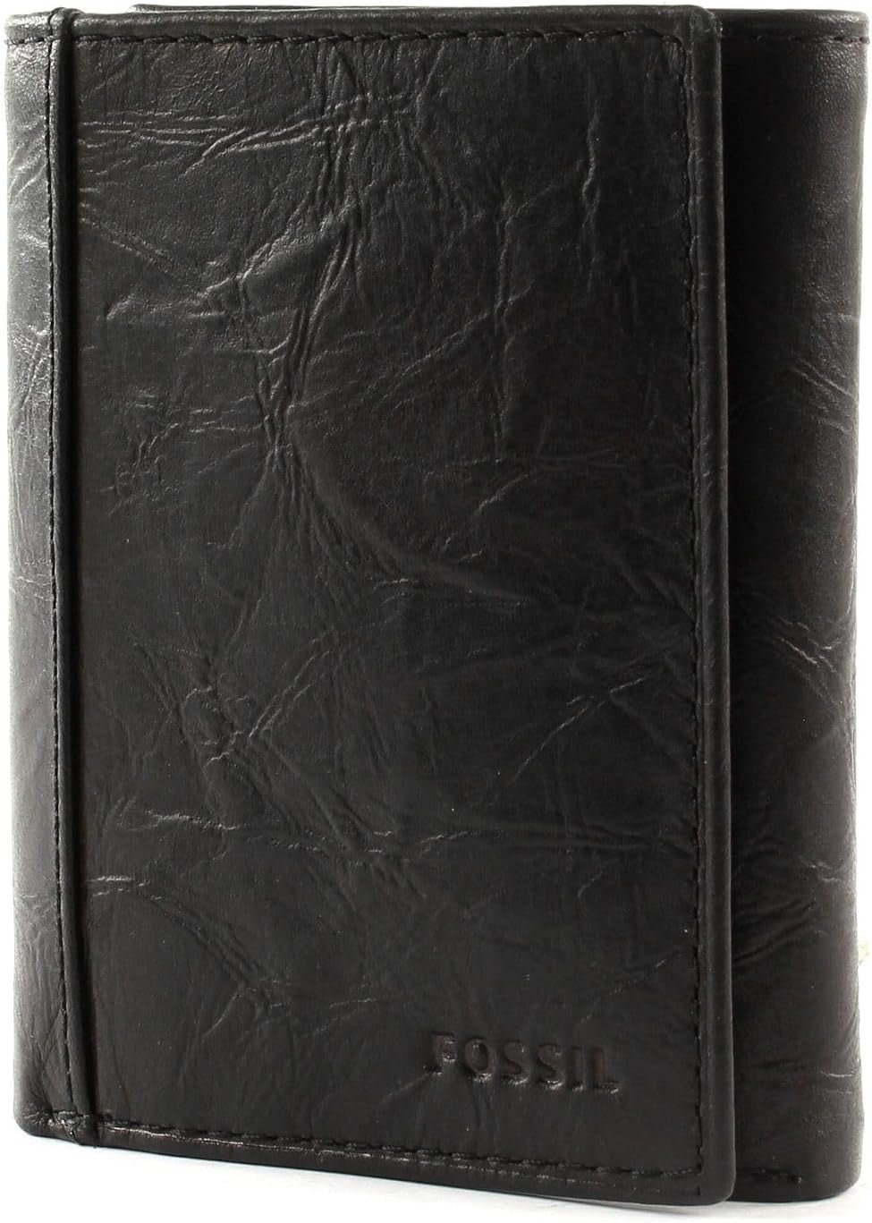 Fossil Mænd Neel Læder Trifold tegnebog 8,255 cm L x 1,905 cm B x 10,16 cm H Herre Pung Naty Shop Sort
